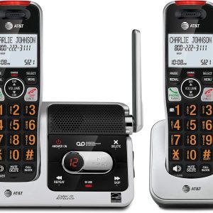 AT&T BL102-2 DECT 6.0 2-Handset Cordless Phone for Home with Answering Machine, Call Blocking, Caller ID Announcer, Audio Assist, Intercom, and Unsurpassed Range, Silver/Black