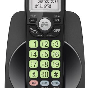 VTech [New] VG131-11 DECT 6.0 Cordless Phone - Bluetooth Connection, Blue-White Display, Big Buttons, Full Duplex, Caller ID, Easy Wall Mount, 1000ft Range (Black)
