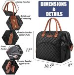 LOKASS Lunch Bag Insulated Lunch Box Wide-Open Lunch Tote Bag Large Drinks Holder Durable Nylon Thermal Snacks Organizer for Women Men Adults Work Picnic Hiking Beach Fishing,Black-Square