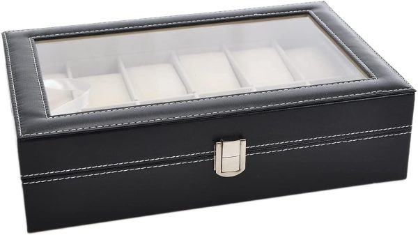 Other 12 Grid Leather Watch Display Case Jewelry Collection Storage Organizer Box Holder