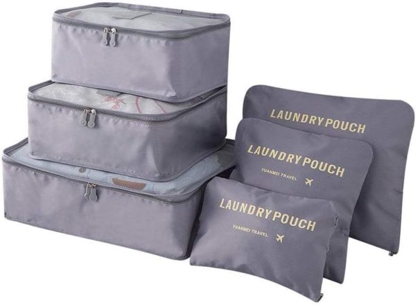 Generic Six-Piece Pouch Travel Luggage Organiser Set, Grey