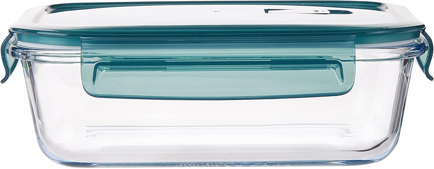 Royalford 2 Pcs Glass Airtight Food Storage Container RF9984 with Lid 1040ml & 370ml, Rectangle, Freezer & Dishwasher Safe