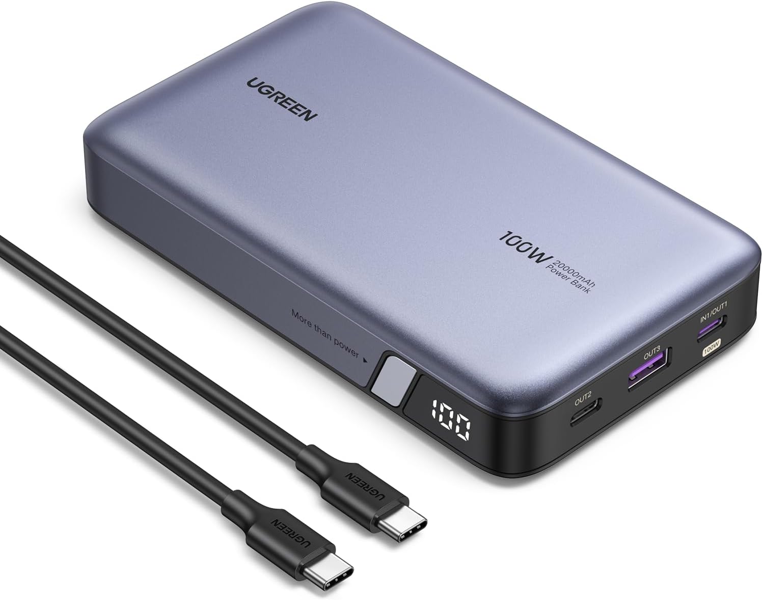 UGREEN Power Bank 20000mAh, 100W Fast Charging Portable Charger, Laptop Charger Portable with 2 USB-C and 1 USB-A Port, Battery Pack for MacBook, Dell, iPhone 16-12 Series, Samsung S25U, iPad, AirPods UGREEN Power Bank 20000mAh, 100W Fast Charging Portable Charger, Laptop Charger Portable with 2 USB-C and 1 USB-A Port, Battery Pack for MacBook, Dell, iPhone 16-12 Series, Samsung S25U, iPad, AirPods