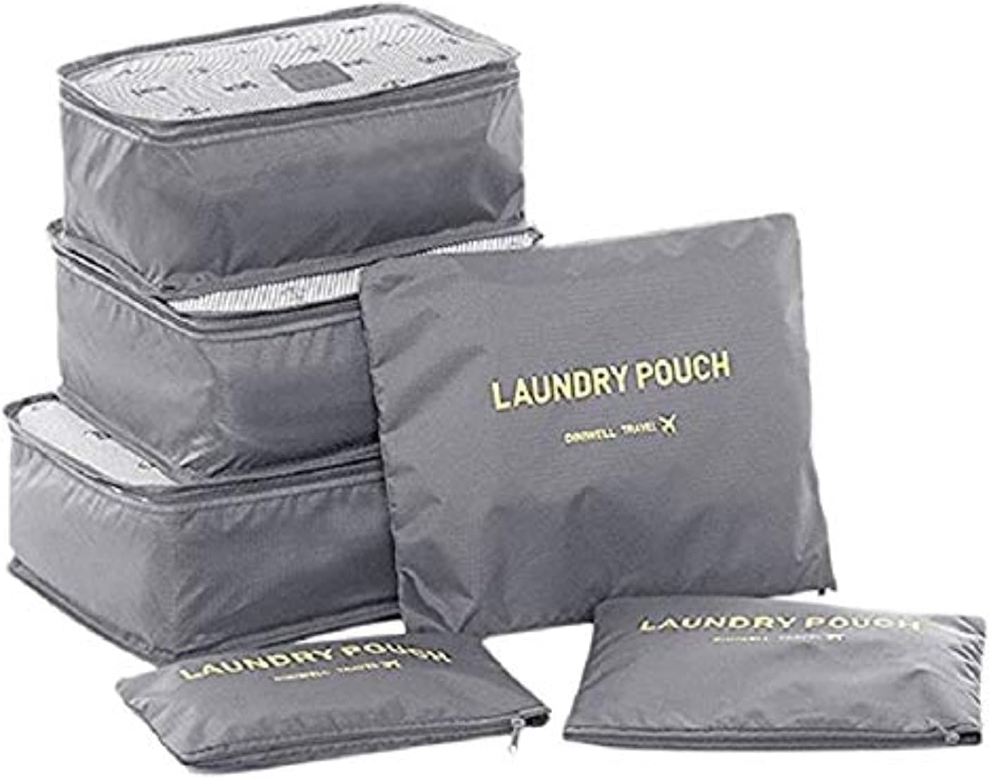 Generic Six-Piece Pouch Travel Luggage Organiser Set, Grey