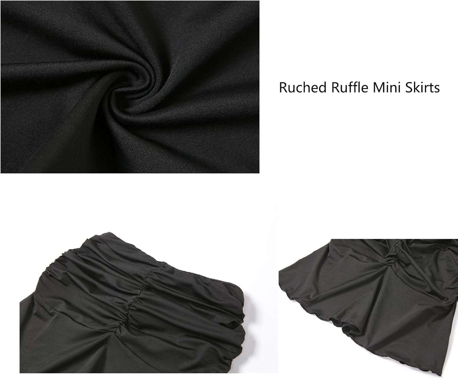 SAFRISIOR Women Ruched Ruffle Short Skirt High Waisted Stretch Pleated Tennis E-Girls 90s A-Line Mini Skirt