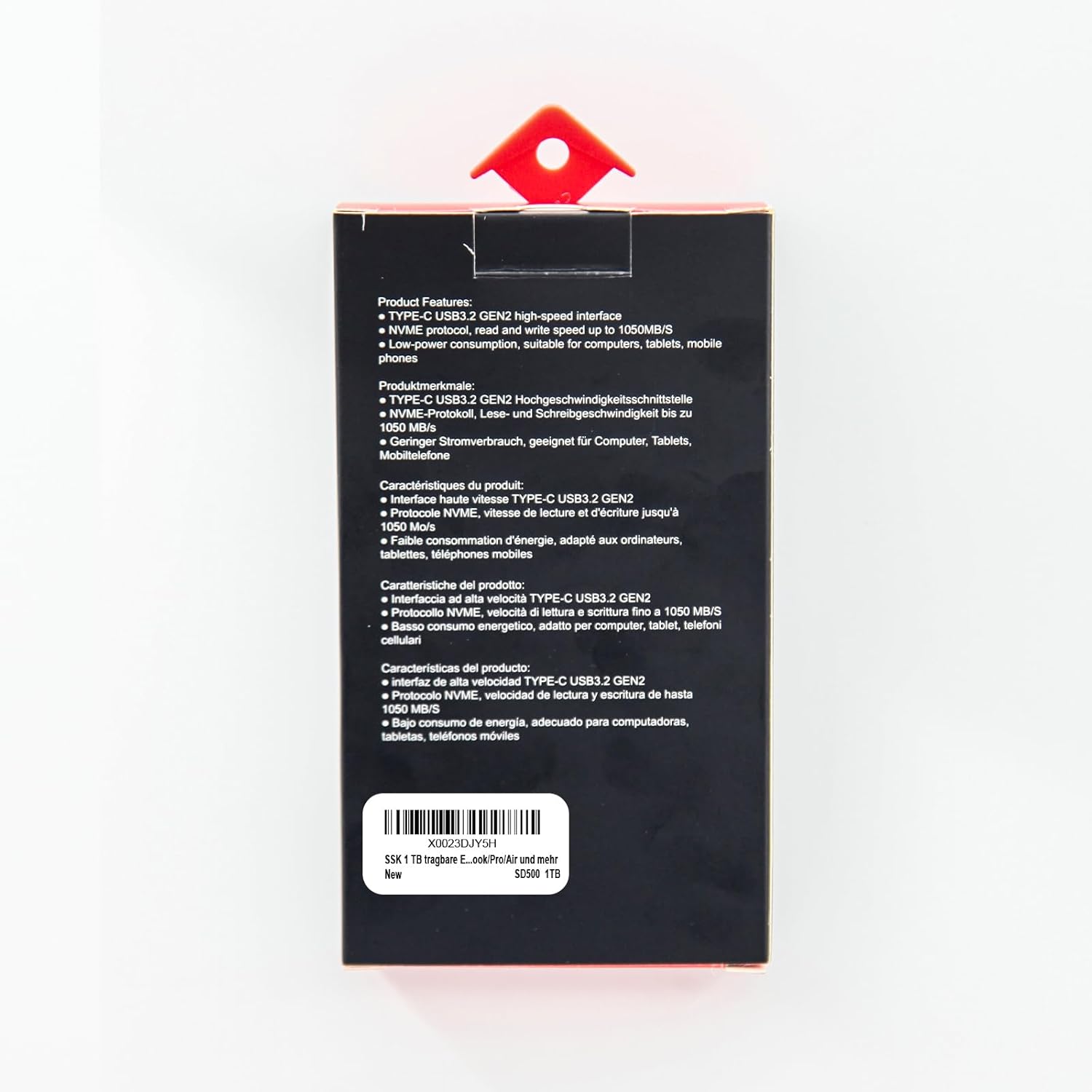 SSK Portable SSD 1TB External Solid State Drive, Up to 1050MB/s USB C SSD External SSD USB 3.2 Gen 2 for iPhone 15/Pro, Windows, Mac, Android Phones and Tablets