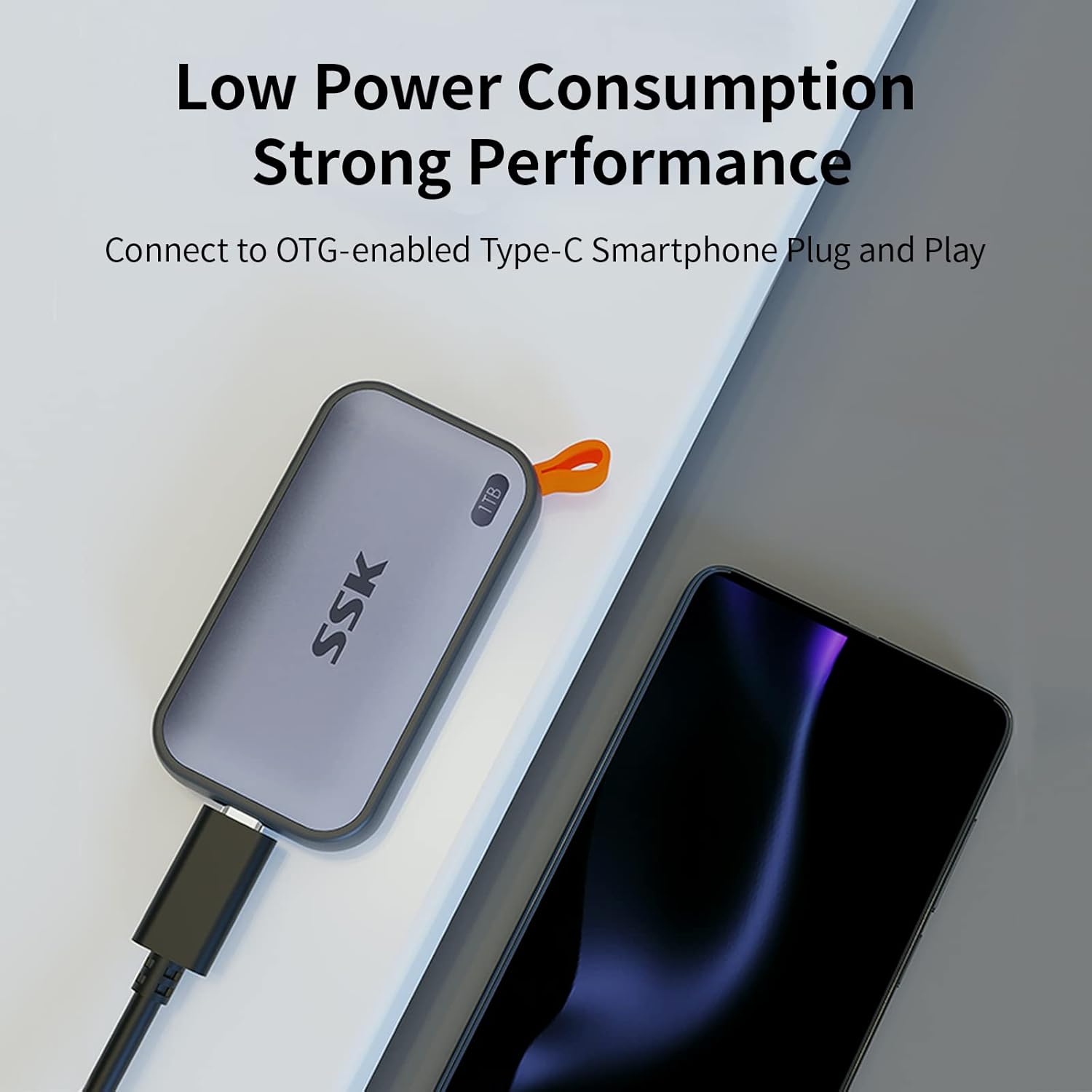 SSK Portable SSD 1TB External Solid State Drive, Up to 1050MB/s USB C SSD External SSD USB 3.2 Gen 2 for iPhone 15/Pro, Windows, Mac, Android Phones and Tablets