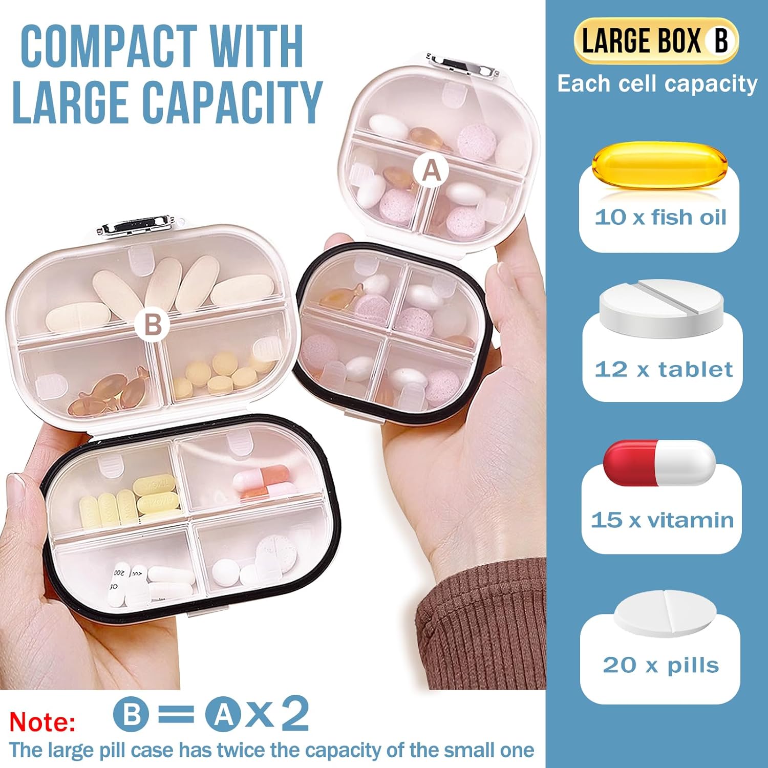Small Medicine Organizer Travel, 7 Compartments Small Pill Box Small Pill Organizer Compact Travel Pocket Pharmacy Portable Pill Case Pill Container Medicine Box