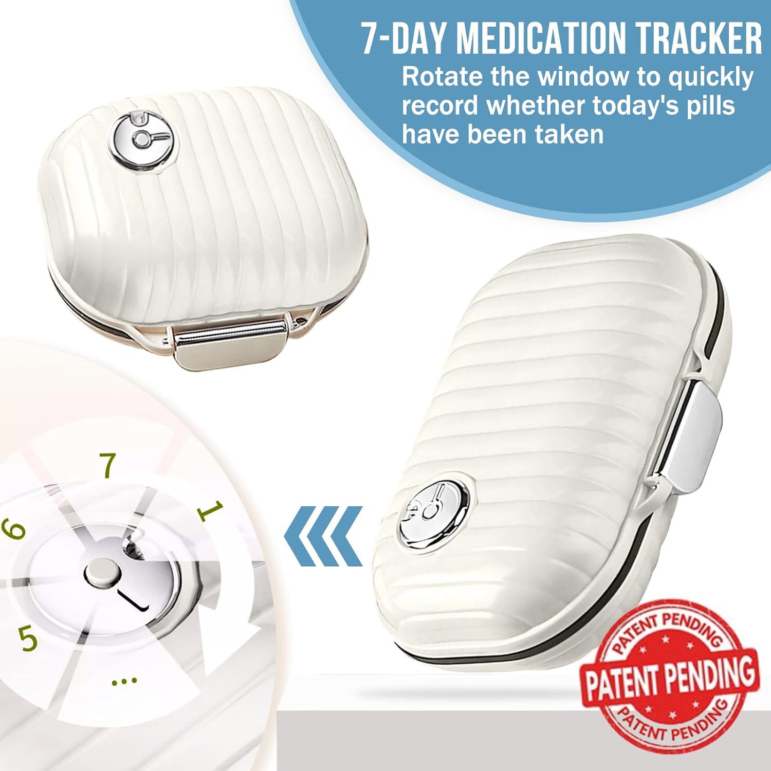 Travel Pill Organizer, 2 Pack Portable Pill Box 7 Day Small Pill Case Moisture Proof Daily Medicine Vitamin Container for Vitamins, Supplements Medication Tracker Travel Essentials (Small+ Large)