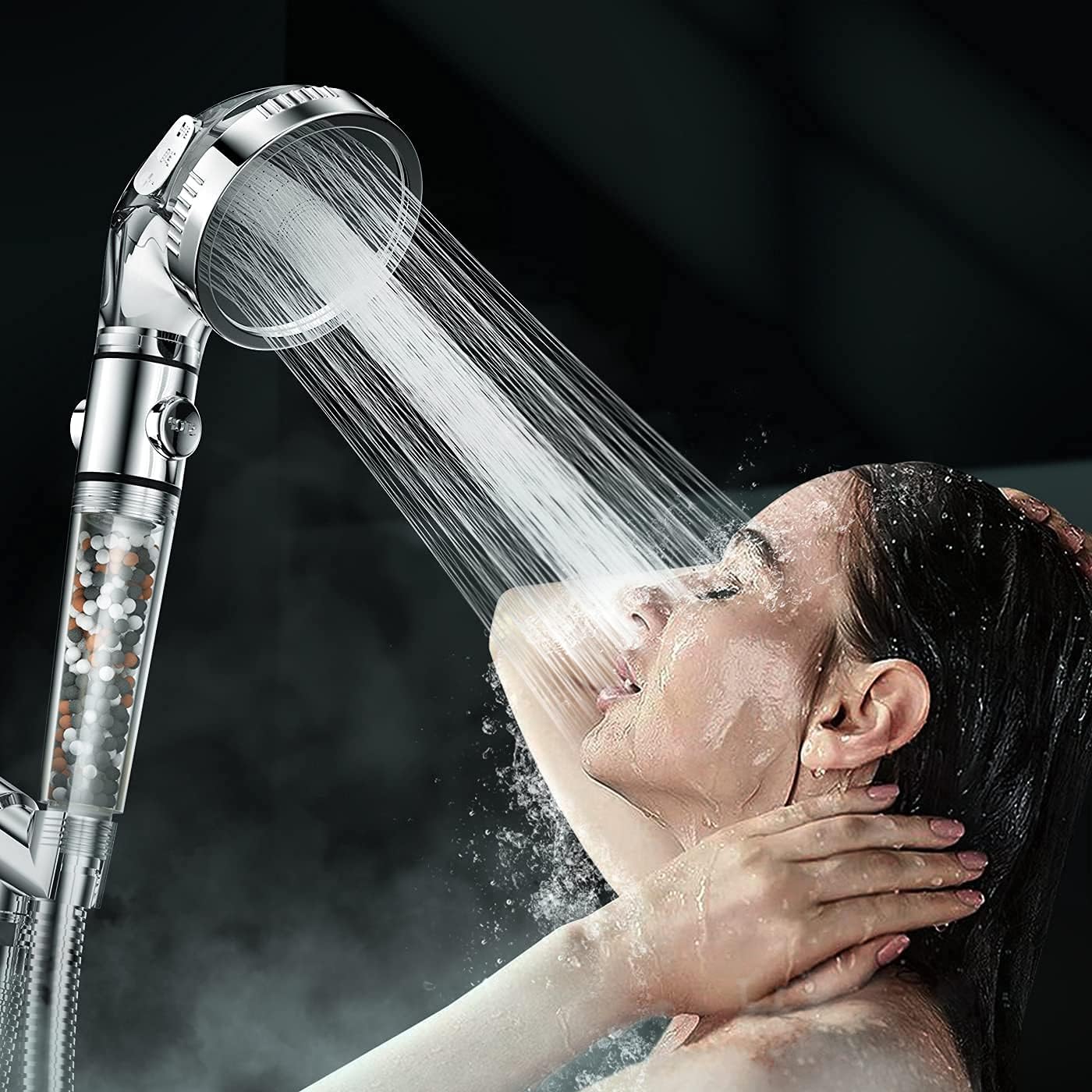 SKY-TOUCH Sky Touch High Pressure Filtered Shower Head For Hard Water And Filtering Impurities, Hand Held Shower Head With Filter Balls.