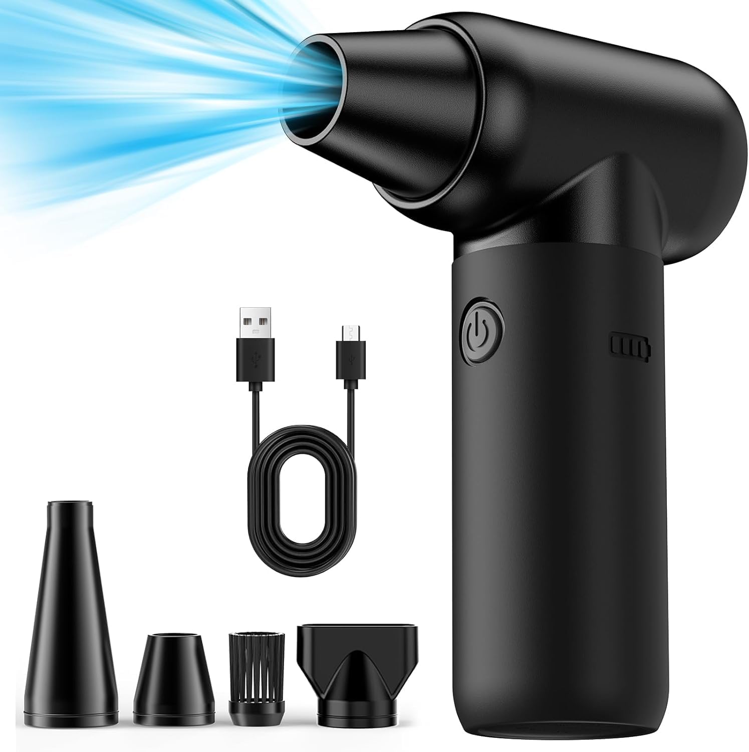 Aduarjo Compressed Air Duster -3 Speed 180000RPM Electric Air Duster Deep Cleaning Keyboard and Adjustable Rechargeable Cordless Dry Jet Blower for Home and Car