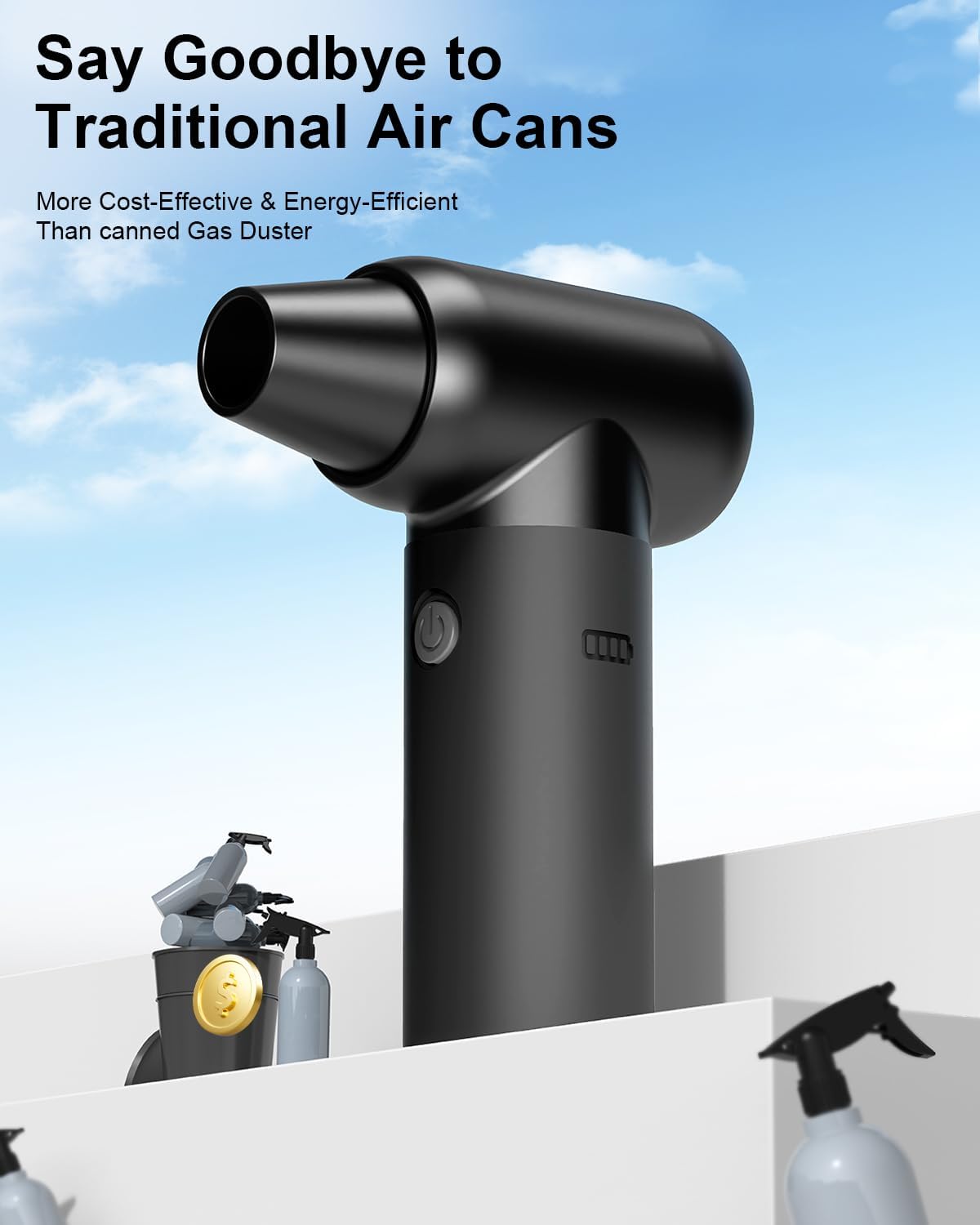 Aduarjo Compressed Air Duster -3 Speed 180000RPM Electric Air Duster Deep Cleaning Keyboard and Adjustable Rechargeable Cordless Dry Jet Blower for Home and Car