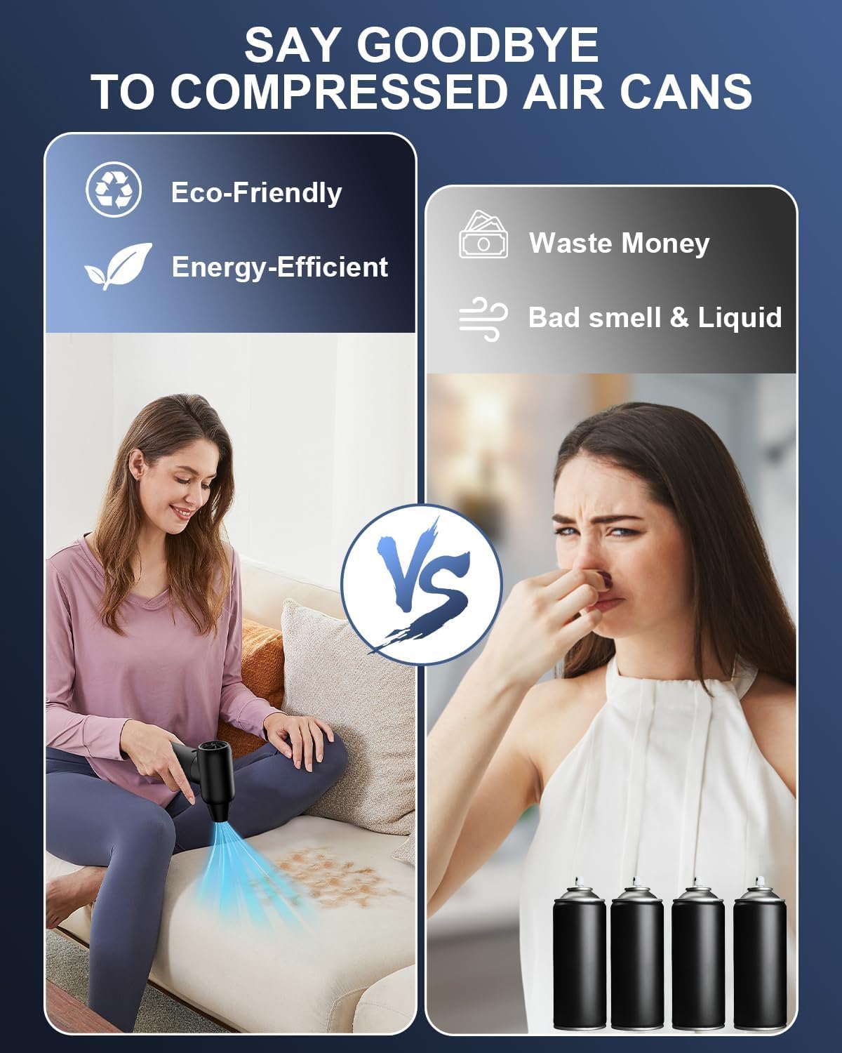 Aduarjo Compressed Air Duster -3 Speed 180000RPM Electric Air Duster Deep Cleaning Keyboard and Adjustable Rechargeable Cordless Dry Jet Blower for Home and Car