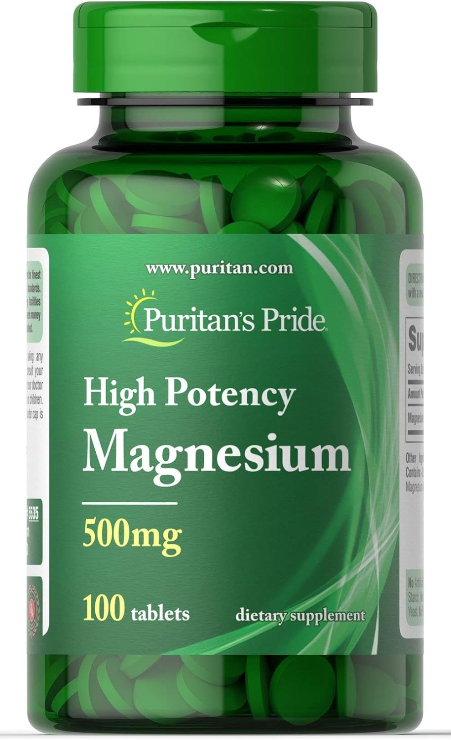 Puritan's Pride High Potency Magnesium Tablets, 500 mg, 100 Count Puritan's Pride High Potency Magnesium Tablets, 500 mg, 100 Count
