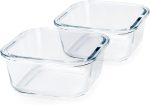Mondex 2PCS Borosilicate Glass Food Saver Set Food Storage Container Lunchbox set with Vent - 500ml & 800ml Capacity, Openable and Secure Air Vents, Silicone Seals, Plastic Lids