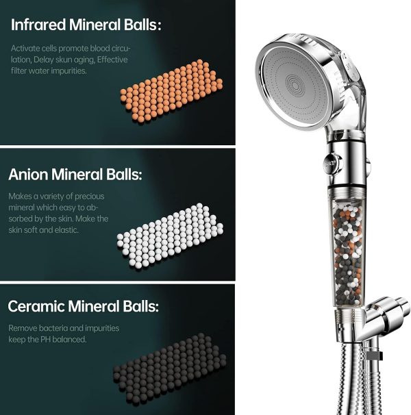 SKY-TOUCH Sky Touch High Pressure Filtered Shower Head For Hard Water And Filtering Impurities, Hand Held Shower Head With Filter Balls.