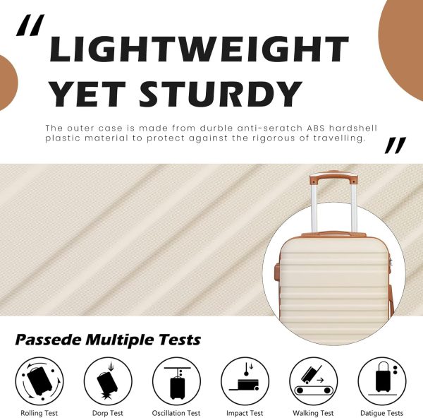 COOLIFE Suitcase Trolley Carry On Hand Cabin Luggage Hard Shell Travel Bag Lightweight,The Suitcase Included 1pcs Travel Bag and 1pcs Toiletry Bag (Dark green/Brown, 20 Inch Luggage Set)