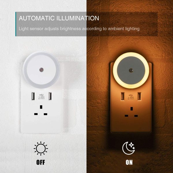 Masroo LED Night Light, Warm White, Pack of 2