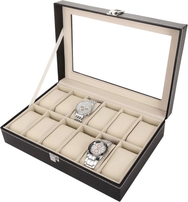 Other 12 Grid Leather Watch Display Case Jewelry Collection Storage Organizer Box Holder