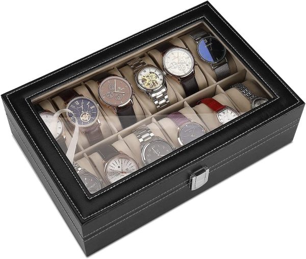 Other 12 Grid Leather Watch Display Case Jewelry Collection Storage Organizer Box Holder