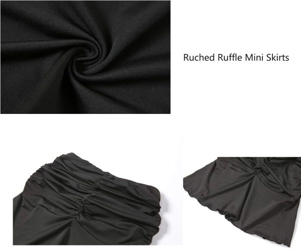 SAFRISIOR Women Ruched Ruffle Short Skirt High Waisted Stretch Pleated Tennis E-Girls 90s A-Line Mini Skirt