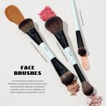 Jessup Makeup Brushes Set 10pcs, Double Sided Foundation Contour Blush Highlight Blending Eyebrow Brush Eyeshadow Eyeliner Concealer Brush, Bright Cyan Cruelty Free Cosmetic Tools T500