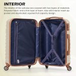 COOLIFE Suitcase Trolley Carry On Hand Cabin Luggage Hard Shell Travel Bag Lightweight,The Suitcase Included 1pcs Travel Bag and 1pcs Toiletry Bag (Dark green/Brown, 20 Inch Luggage Set)