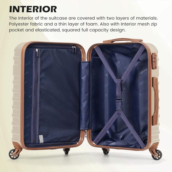 COOLIFE Suitcase Trolley Carry On Hand Cabin Luggage Hard Shell Travel Bag Lightweight,The Suitcase Included 1pcs Travel Bag and 1pcs Toiletry Bag (Dark green/Brown, 20 Inch Luggage Set)