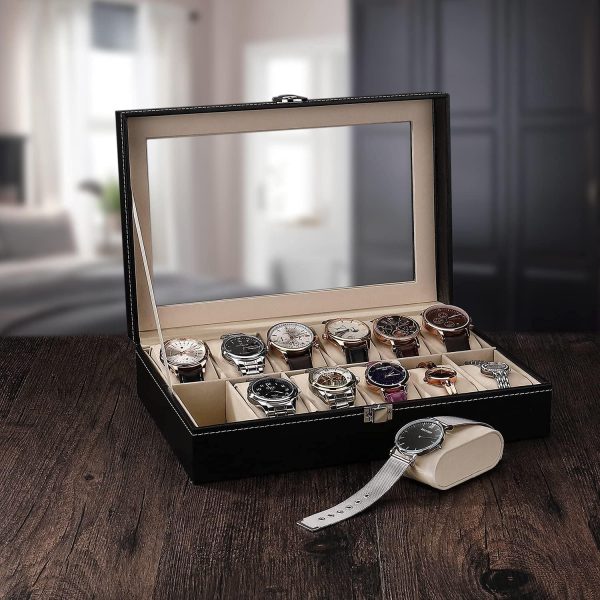 Other 12 Grid Leather Watch Display Case Jewelry Collection Storage Organizer Box Holder
