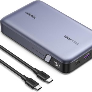 UGREEN Power Bank 20000mAh, 100W Fast Charging Portable Charger, Laptop Charger Portable with 2 USB-C and 1 USB-A Port, Battery Pack for MacBook, Dell, iPhone 16-12 Series, Samsung S25U, iPad, AirPods