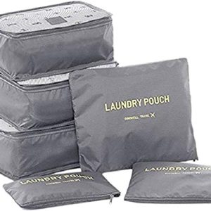Generic Six-Piece Pouch Travel Luggage Organiser Set, Grey