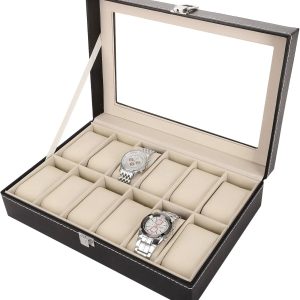 Other 12 Grid Leather Watch Display Case Jewelry Collection Storage Organizer Box Holder