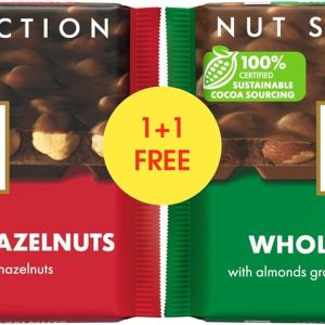 Ritter Sport Dark Whole Hazelnuts & Whole Almonds Chocolate Bar 100G 1+1 Free