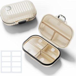 Weekly Daily Travel Pill Organizer, Small Pill Box 7 day Pocket Pharmacy, Portable Pill Case for Pocket Purse, Travel Size Pill Container Holder, Medicine Organizer Box for Vitamins, Fish Oil (1 Pack)