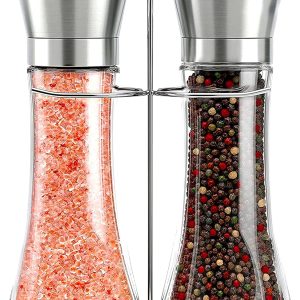 Willow & Everett Salt and Pepper Grinder Set - Stainless Steel Refillable Salt & Peppercorn Shakers
