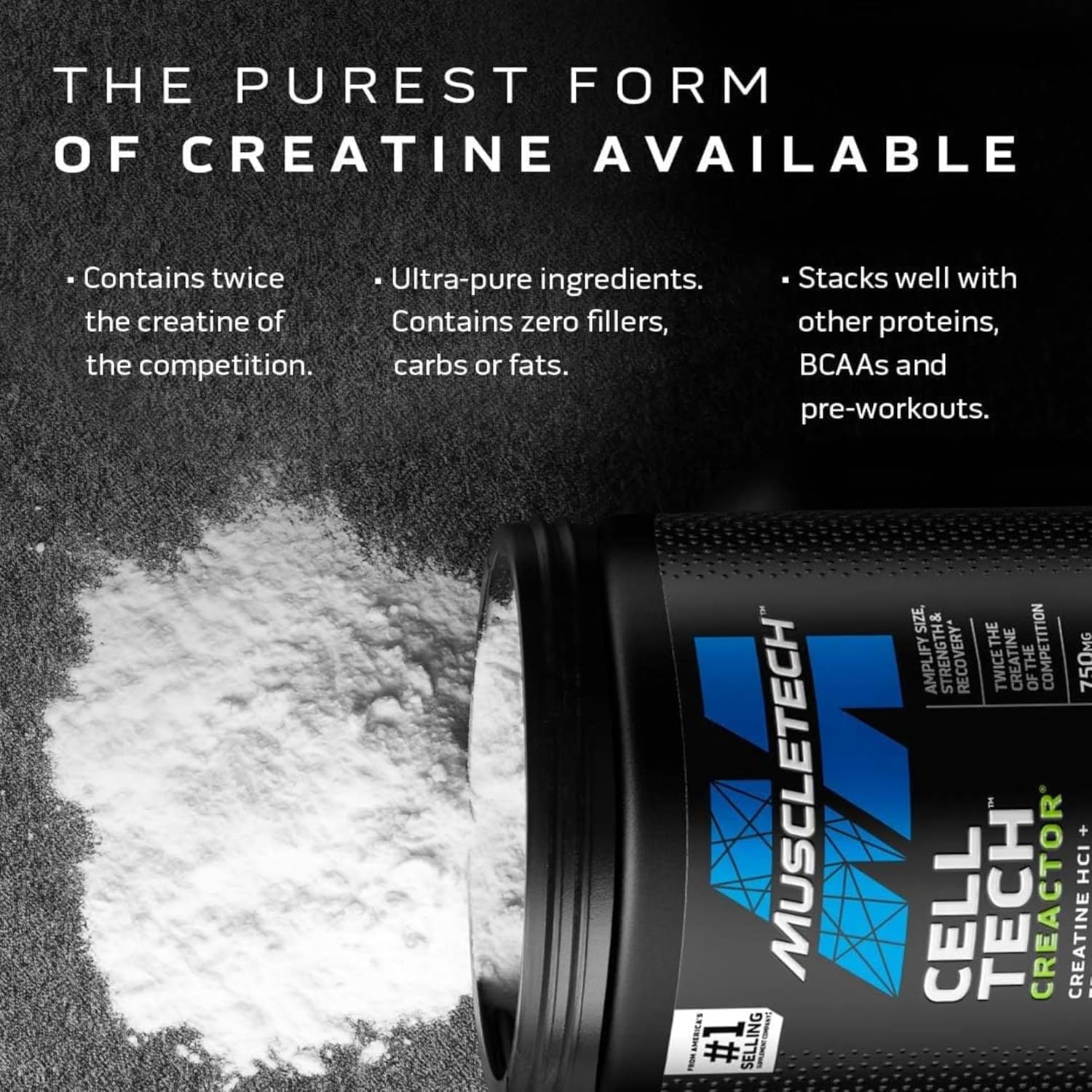 MuscleTech Cell-Tech Creactor Creatine HCl + Free-Acid Creatine Increase Muscle Building, Boost Strength, Improve Performance & Fast Recovery Post-Workout Drink, Fruit Punch Extreme Flavor 120 Serving