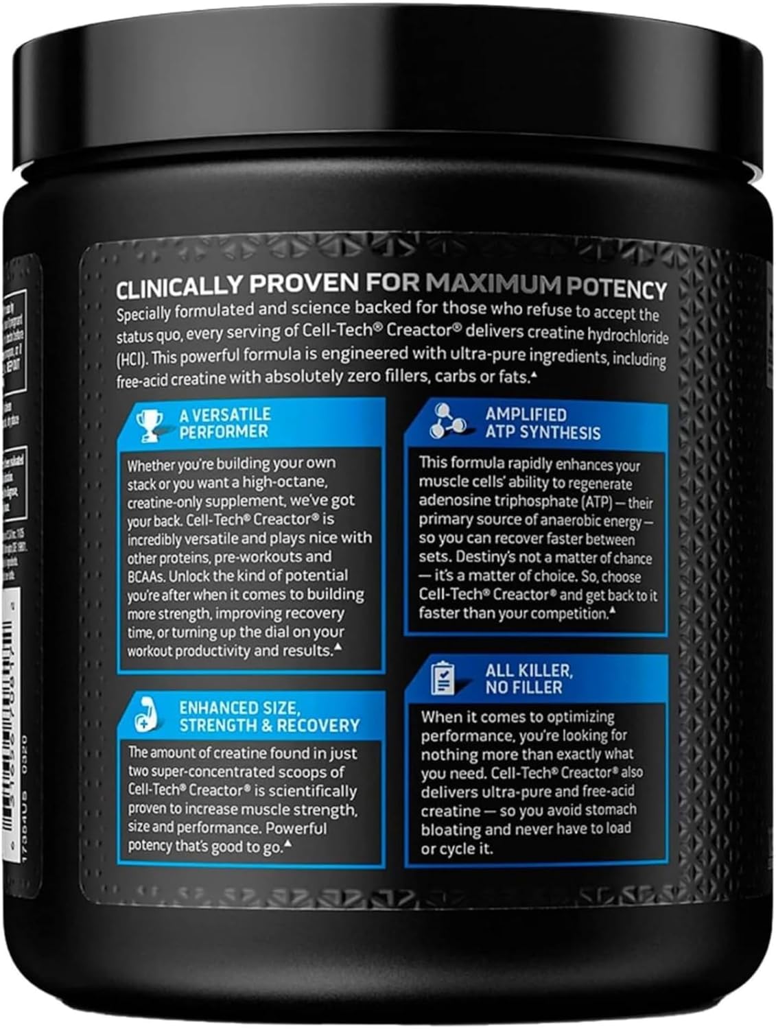 MuscleTech Cell-Tech Creactor Creatine HCl + Free-Acid Creatine Increase Muscle Building, Boost Strength, Improve Performance & Fast Recovery Post-Workout Drink, Fruit Punch Extreme Flavor 120 Serving