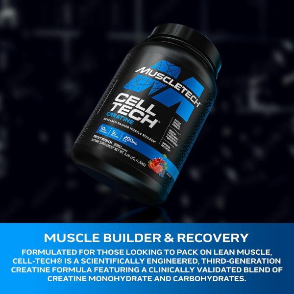MuscleTech Cell Tech Creatine Research-Backed Muscle Builder for Faster Muscle Growth, Enhance Strength Performance & Improve Recovery Post-Workout Recovery Drink for Men & Women, Fruit Punch 3.00 lbs