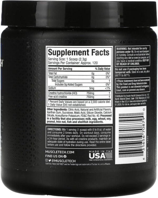 MuscleTech Cell-Tech Creactor Creatine HCl + Free-Acid Creatine Increase Muscle Building, Boost Strength, Improve Performance & Fast Recovery Post-Workout Drink, Fruit Punch Extreme Flavor 120 Serving