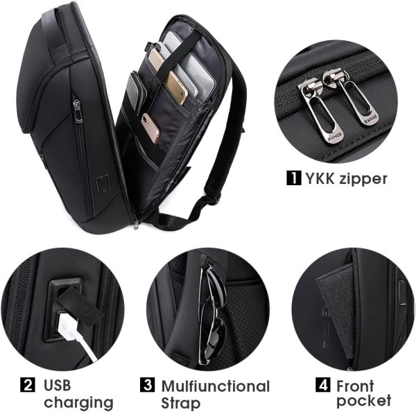BANGE Business Smart Backpack Waterproof fit 15.7 Inch Laptop Backpack with USB Charging Port,Travel Durable Backpack