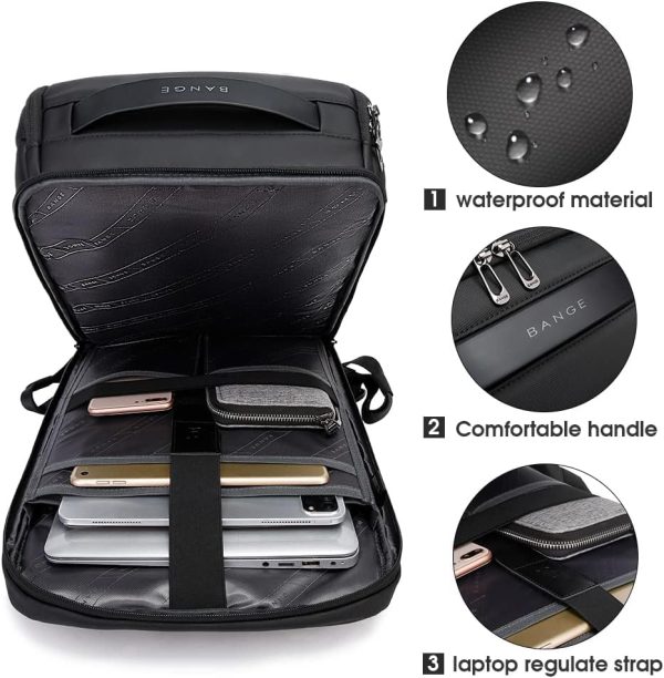 BANGE Business Smart Backpack Waterproof fit 15.7 Inch Laptop Backpack with USB Charging Port,Travel Durable Backpack