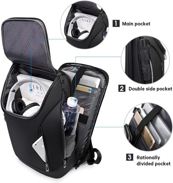 BANGE Business Smart Backpack Waterproof fit 15.7 Inch Laptop Backpack with USB Charging Port,Travel Durable Backpack