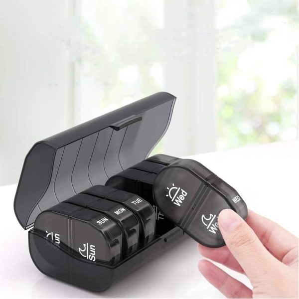 TOYBY Weekly Pill Organizer 2 Times a Day,AM PM Pill Box with 7 Detachable Pill Case,Portable Travel Pill Box 7 Day with Large Compartment, Morning Night Pill Holder 14 Day for Fish Oil,Supplements
