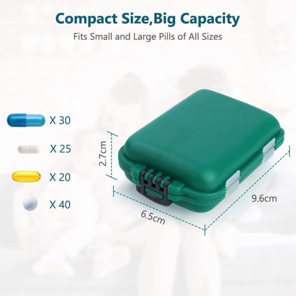 LA LUSH Portable Pills Box Organizer Medicine Storage Box Double Layer 10 Grids Tablet Organiser to Hold Vitamins Cod Liver Oil Supplements and Medication for Travel Work.