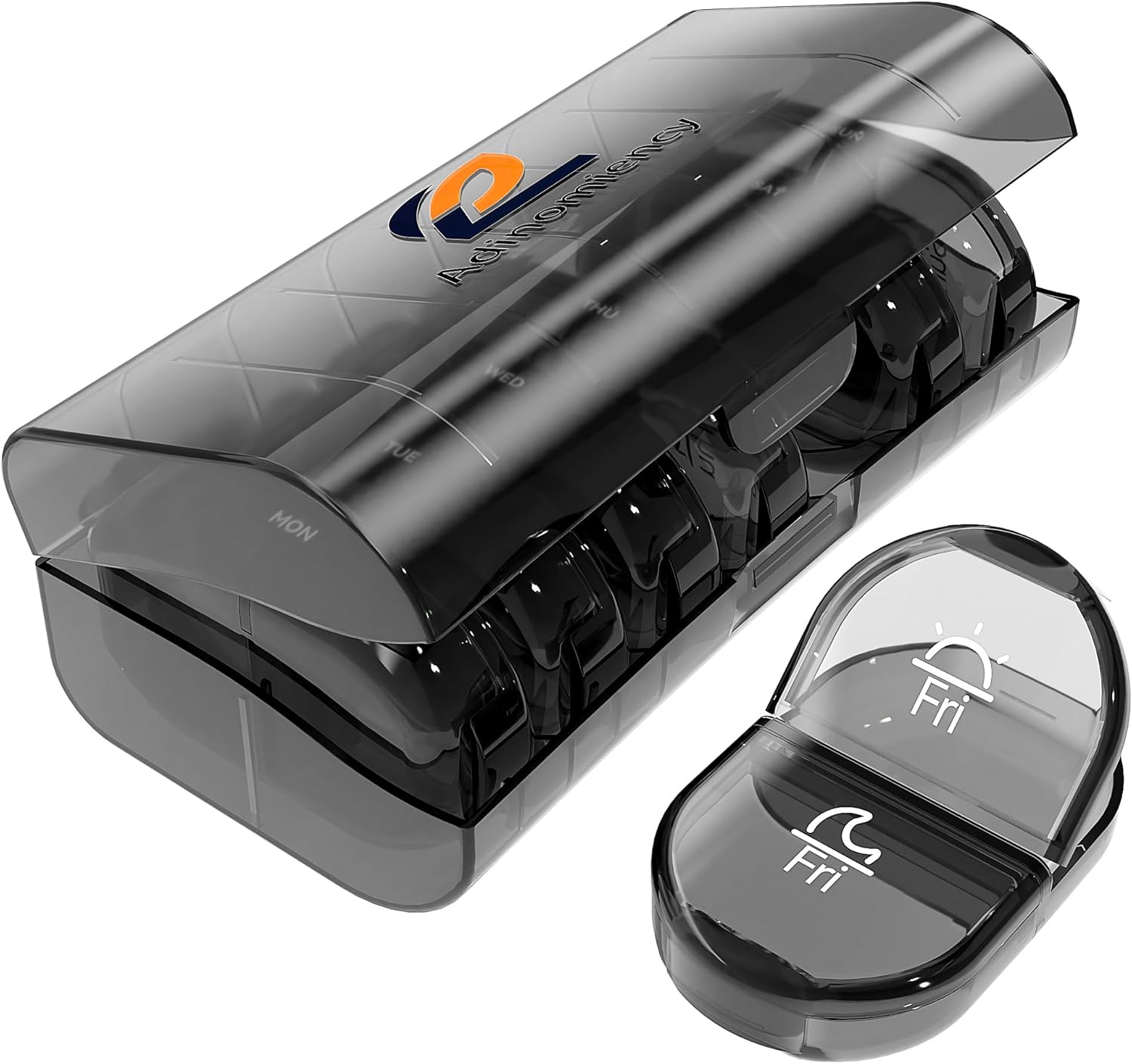 Adinomiency Pill Organizer,Pill Box,2 Times a Day,Travel Pill case,for Medication/Vitamin/Fish Oil/Supplements (Black) Adinomiency Pill Organizer,Pill Box,2 Times a Day,Travel Pill case,for Medication/Vitamin/Fish Oil/Supplements (Black)