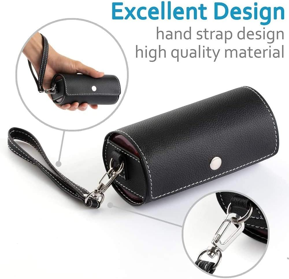 Yaklim Weekly Pill Organizer 2 Times a Day,AM PM Large Daily Pill Box with PU Leather Case for Travel,Round Medicine Organizer,7 Day Pill Container for Vitamin Fish Oils Supplement-Black