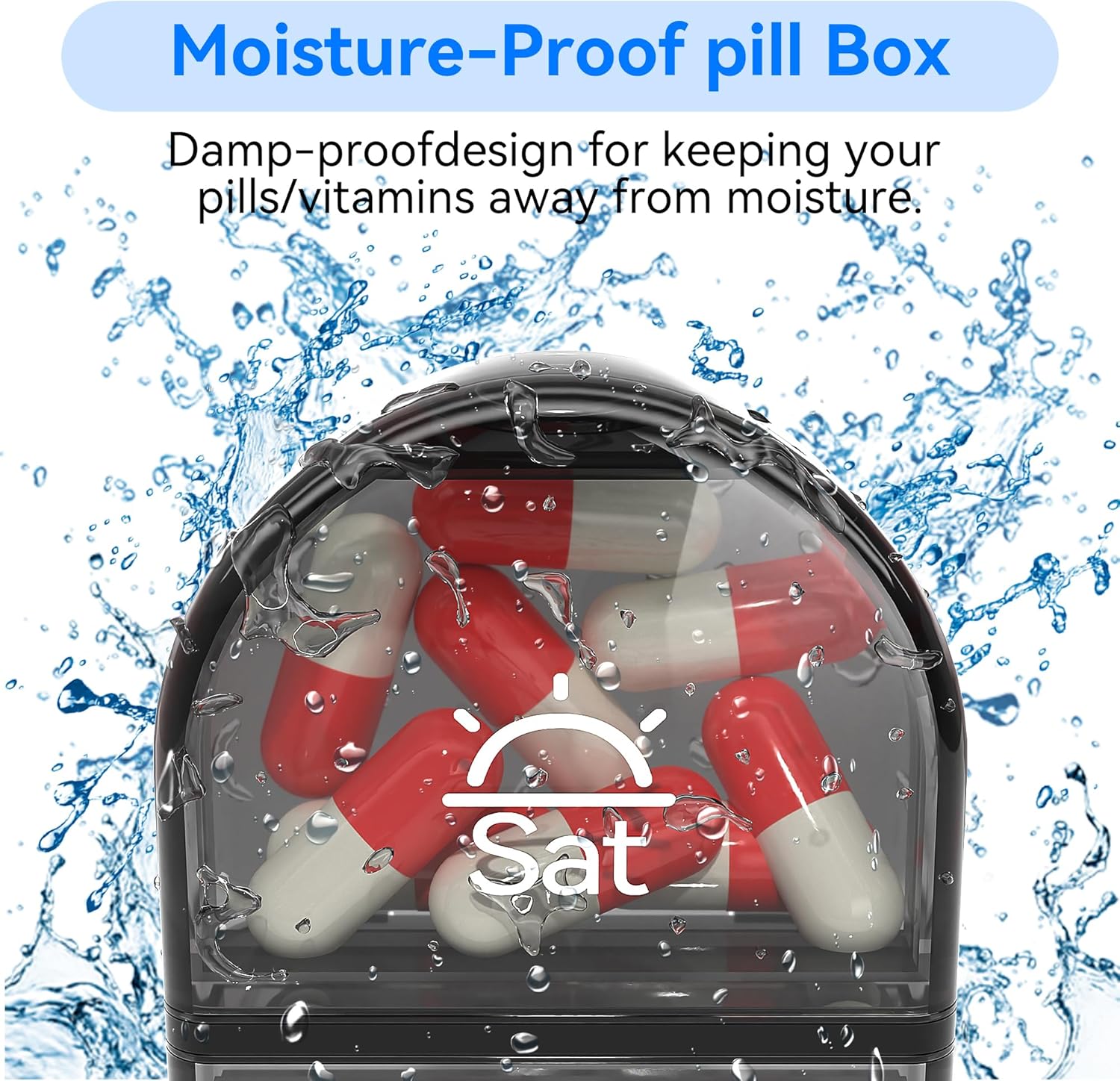 Adinomiency Pill Organizer，Pill Box，2 Times a Day，Travel Pill case，for Medication/Vitamin/Fish Oil/Supplements (Black)