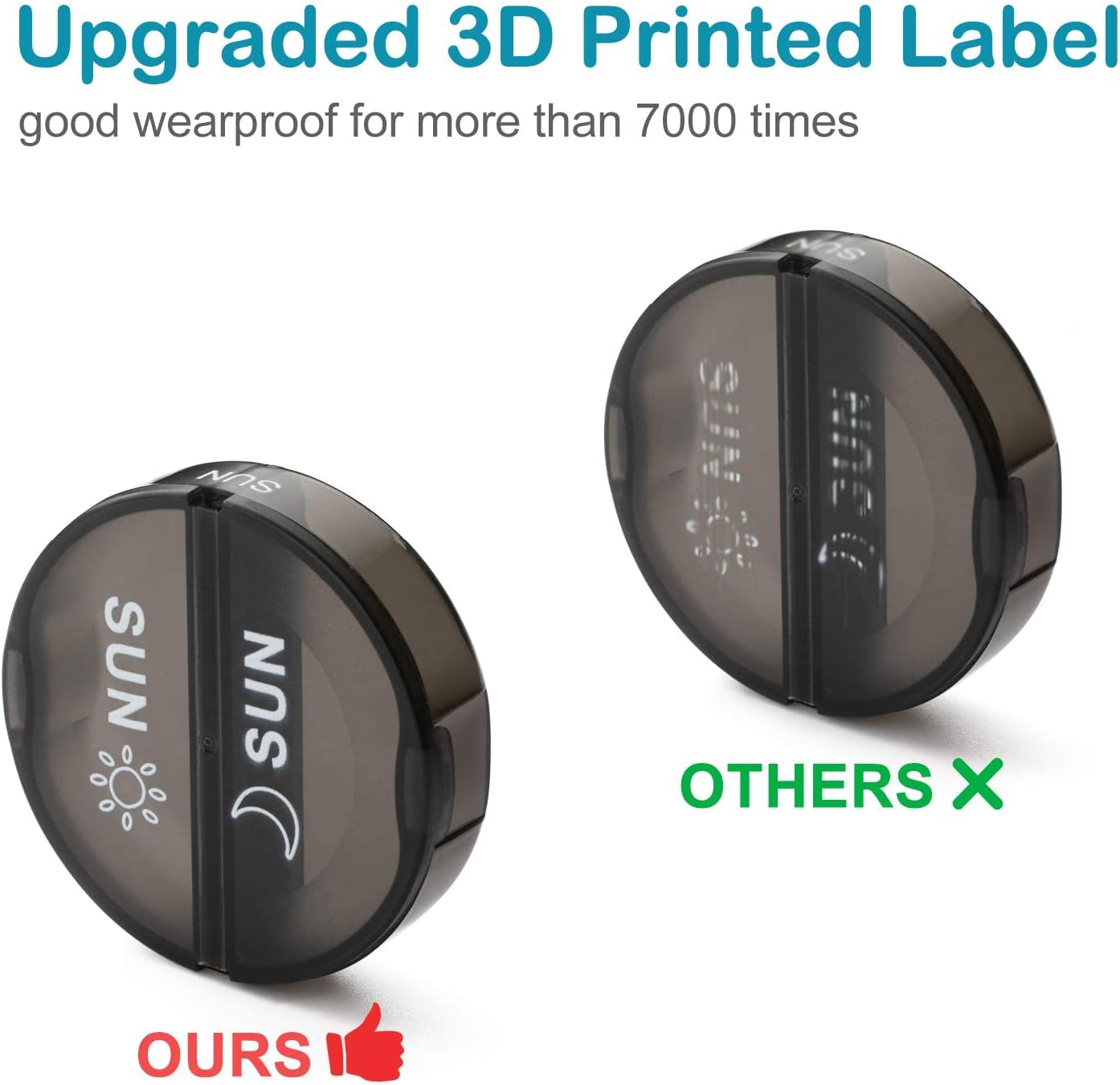 Yaklim Weekly Pill Organizer 2 Times a Day,AM PM Large Daily Pill Box with PU Leather Case for Travel,Round Medicine Organizer,7 Day Pill Container for Vitamin Fish Oils Supplement-Black