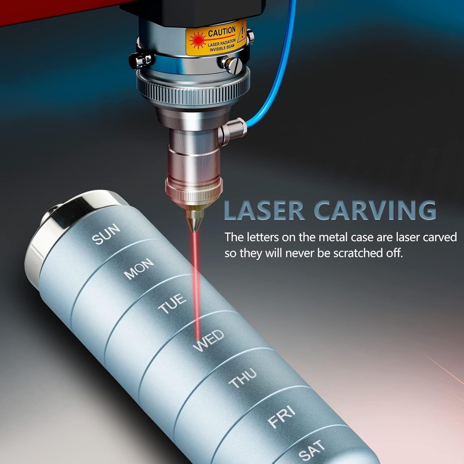 KOWVOWZ Metal Travel Pill Organizer, Weekly Waterproof Metal Pill Case, Portable 7 Day Vitamin Organizer Stackable for Hiking Camping Vitamin Fish Oil Supplement