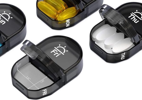 TOYBY Weekly Pill Organizer 2 Times a Day,AM PM Pill Box with 7 Detachable Pill Case,Portable Travel Pill Box 7 Day with Large Compartment, Morning Night Pill Holder 14 Day for Fish Oil,Supplements